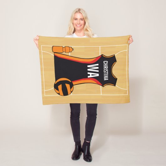 Uniek Custom Netball uniform ontwerp Fleece Deken (In situ)