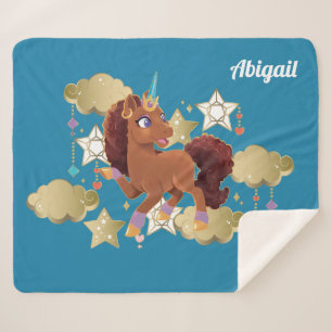 Uniek de eenhoorn sterren & wolken sherpa deken