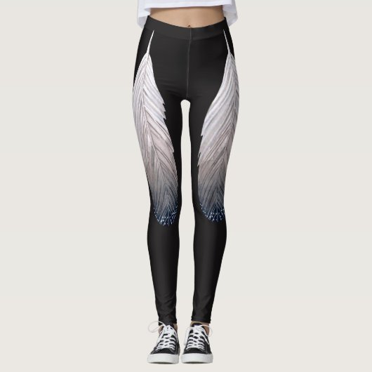 Uniek doetherpatroon op zwart afgedrukt vormgeving leggings (Voorkant)
