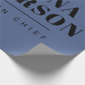 Uniek Elegant Eenvoudig Blauw Zwart Cadeaupapier (Hoek)