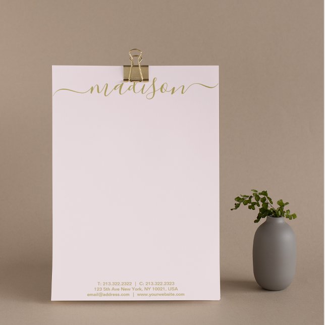 Uniek Elegant Goud Handgeschreven Script Briefhoofd (Creator heeft geüpload)