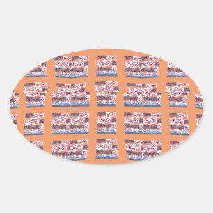 Uniek Elegant Hart-Patroon Kunstwerk voor Alle Lee Ovale Sticker