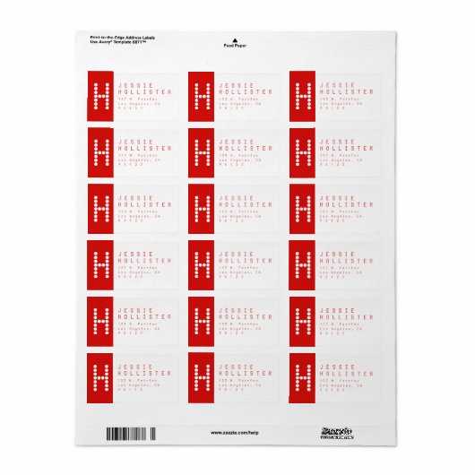 Uniek en modern | Rood en wit retouradres Etiket (Full Sheet)