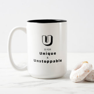 Uniek en Onstuitbaar U - Gepersonaliseerde Luxe Tweekleurige Koffiemok