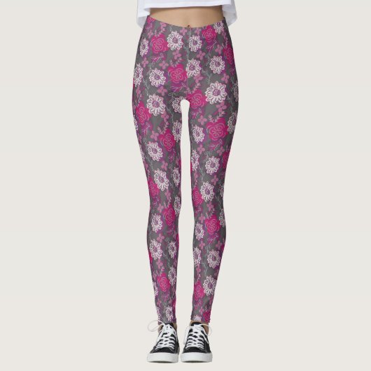 Uniek Floral-lentepatroon Leggings (Voorkant)