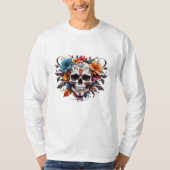 Uniek Floral Skull Design T-shirt (Voorkant)