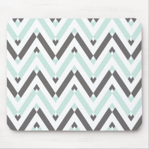 Uniek geometrisch lichtblauw grijs Chevron-patroon Muismat