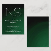 Uniek gewoon groen professioneel monogram visitekaartje (Voorkant / Achterkant)