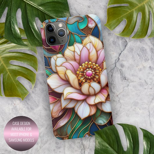 Uniek Glas in lood bloemenmozaïek kunstpatroon iPhone Hoesje