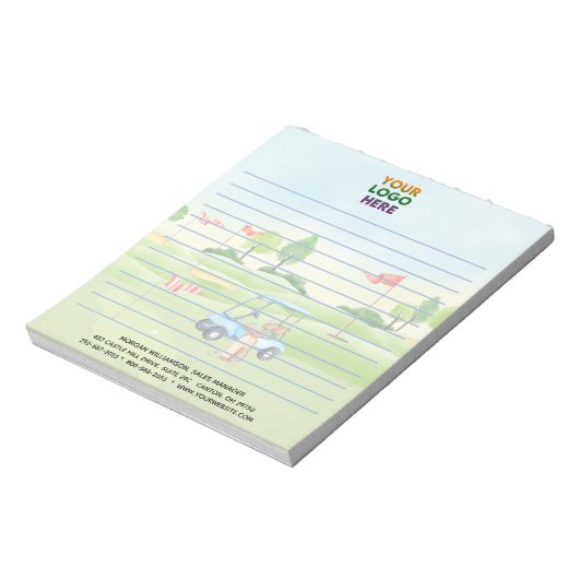 Uniek golfthema Corporate Logo Lined Notitieblok (Gedraaid)