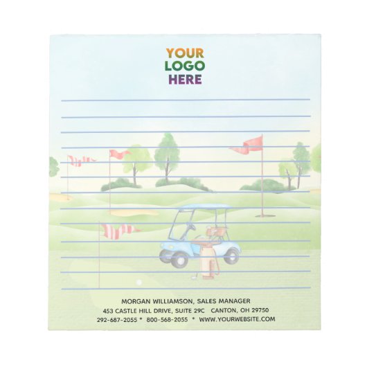 Uniek golfthema Corporate Logo Lined Notitieblok (Voorkant)