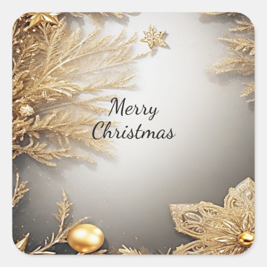 Uniek gouden decoratief Kerst sticker (Voorkant)