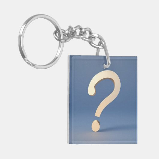 Uniek gouden vraagteken met een blauwe achtergrond sleutelhanger (Voorkant Links)