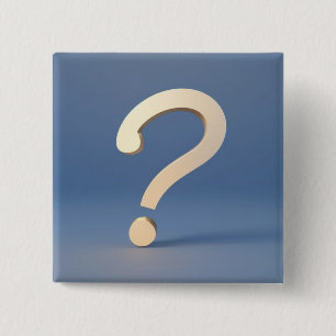Uniek gouden vraagteken vierkante button 5,1 cm