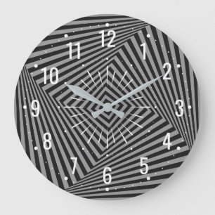Uniek grijs en zwart geometrisch grote klok