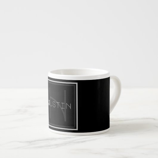 Uniek grijs monogram espresso kop (Voorkant rechts)