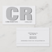 Uniek grijs Monogram grijs wit Visitekaartje (Voorkant / Achterkant)