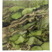 Uniek Groen Zwart Abstract Showgordijn Douchegordijn (Voorkant)