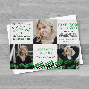 Uniek Groen & Zwart Afstuderen 3 Foto Frosted Acryl Uitnodigingen