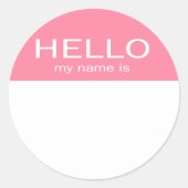Uniek Hallo Mijn naam is - Baby roze Ronde Sticker (Voorkant)