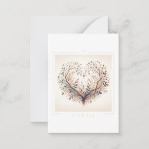 Uniek hart monogram flat note Kaart Notitiekaartje