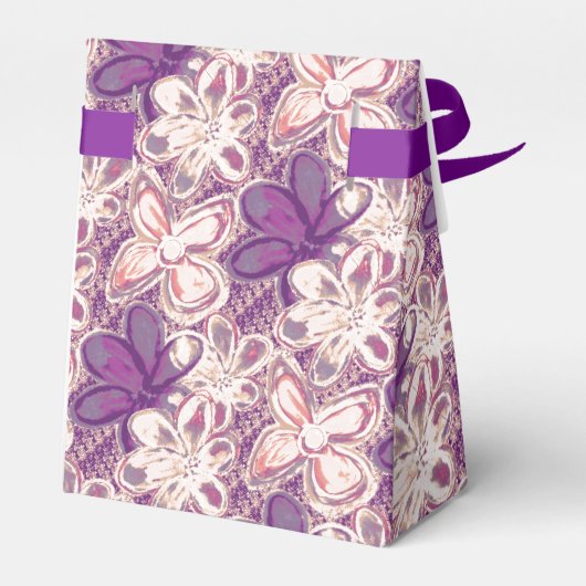 Uniek in glam/paarse bloemen bedankdoosjes (Achterkant)