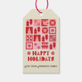 Uniek kerst roze rood modern Gift Label Cadeaulabel