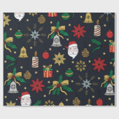 Uniek kerstdoddles blauw design cadeaupapier (Vlak)