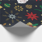 Uniek kerstdoddles blauw design cadeaupapier (Hoek)