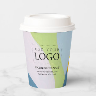 Uniek kleurenblok abstracte kunst business logo papieren bekers