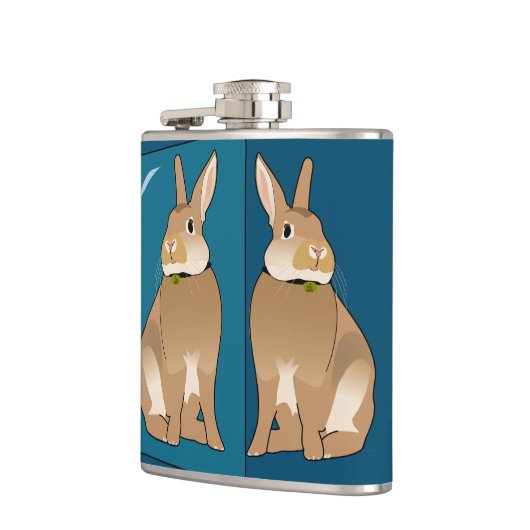 Uniek konijn in de spiegel heupfles (Links)