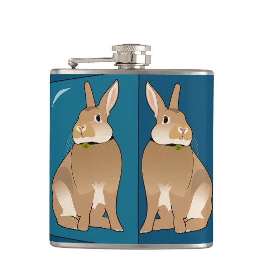 Uniek konijn in de spiegel heupfles (Voorkant)