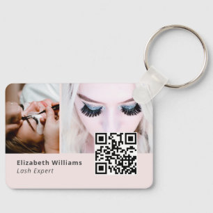 Uniek Lash Expert Logo Visitekaartje met QR-code Sleutelhanger