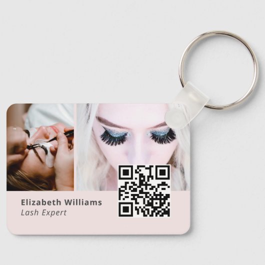 Uniek Lash Expert Logo Visitekaartje met QR-code Sleutelhanger (Voorkant)