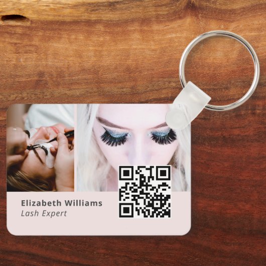 Uniek Lash Expert Logo Visitekaartje met QR-code Sleutelhanger (Voorkant)