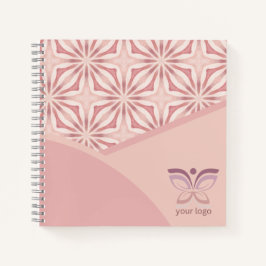 Uniek logo of QR-code roze geometrisch patroon Notitieboek