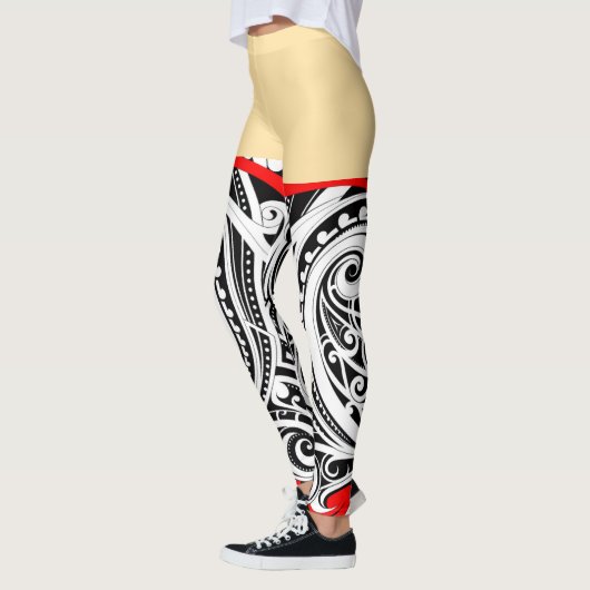 Uniek Maori ontwerp ROOD Leggings (Links)