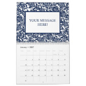Uniek marineblauw damast patroon kalender (Jan 2027)