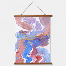 Uniek met hout bekleed wandtapijt hangend wandkleed