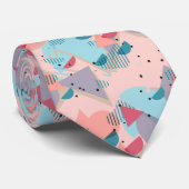 Uniek modern geometrisch retro mozaïek kunstpatroo stropdas (Opgerold)