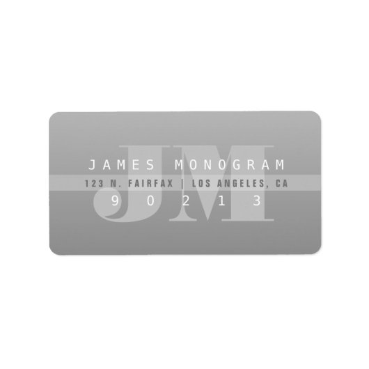 Uniek Modern Grijs Monogram Retouradres Etiket (Voorkant)