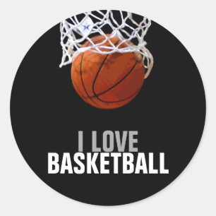 Uniek Modern Ik hou van basketbal Ronde Sticker