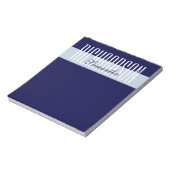 Uniek modern marineblauw geometrisch schrift notitieblok (Gedraaid)