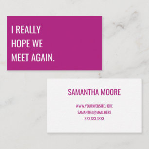 Uniek modern Roze Typografie Creatief Visitekaartje