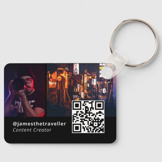 Uniek Modern Visitekaartje met QR Code Sleutelhanger (Voorkant)