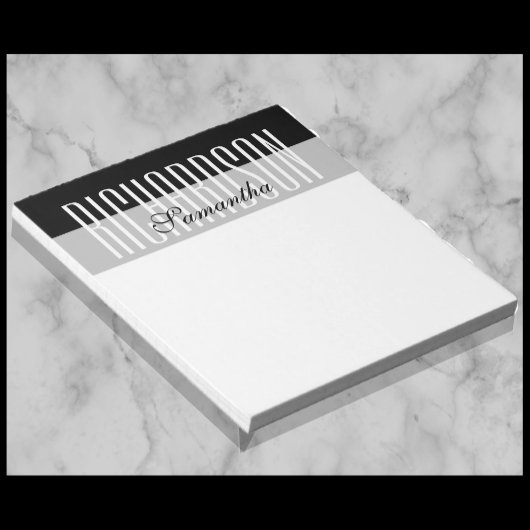 Uniek Modern Zwart Grijs Wit Geometrisch Script Notitieblok