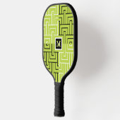 Uniek modern zwart groen patroonmonogram pickleball paddle (Links)
