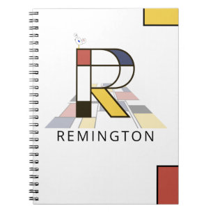 Uniek monogram neoplasticisme Style. Brief R Notitieboek