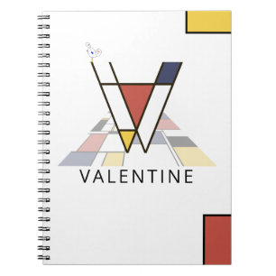 Uniek monogram neoplasticisme Style. Brief V Notitieboek