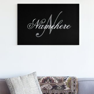 Uniek monogram voor speciale zwart-witnamen canvas afdruk